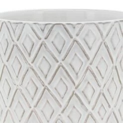 Best Pirce ✨ Ceramic Diamond Etched Flower Pot with Wooden Stand Beige - Sagebrook Home 🛒 -Planters Sales Store unnamed file 3386