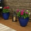 Flash Sale 🤩 Sunnydaze Decor Sunnydaze Resort High-Fired Outdoor/Indoor Glazed UV- and Frost-Resistant Ceramic Planters with Drainage Holes - 10" Diameter - Imperial Blue - 2-Pack 🔥