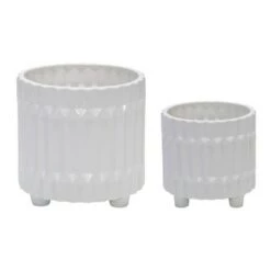 Wholesale 🤩 Set of 2 Ceramic Fluted Planter with Feet White - Sagebrook Home 😍 -Planters Sales Store unnamed file 3449