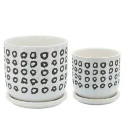 Best deal 🎉 Aztec Planter with Saucer Black - Sagebrook Home ⭐