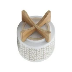 Budget 👍 8" Chevron Planter with Wood Stand Beige - Sagebrook Home 🎉 -Planters Sales Store unnamed file 3478