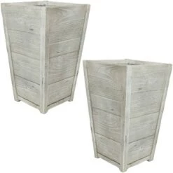 Best deal ✔️ Sunnydaze Decor Sunnydaze Manor Indoor/Outdoor Fiber Clay Square Planter Flower Pots - 13" Diameter - Distressed Wood - 2-Pack 💯 -Planters Sales Store unnamed file 3484