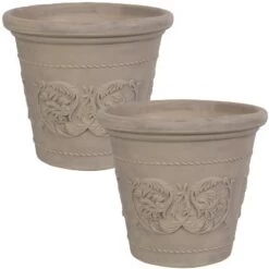 Wholesale 😍 Sunnydaze Decor Sunnydaze Arabella Polyresin Outdoor/Indoor Extra-Durable Double-Walled Fade-Resistant Flower Pot Planter - 20" Diameter - 2-Pack - Beige 😉 -Planters Sales Store unnamed file 3498