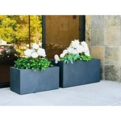 Deals ❤️ Rosemead Home & Garden, Inc. 31" Set of 2 Kante Lightweight Concrete Modern Long Low Granite Outdoor Rectangular Planter - Rosemead Home & Garden, Inc Charcoal Gray 😉 -Planters Sales Store unnamed file 3501