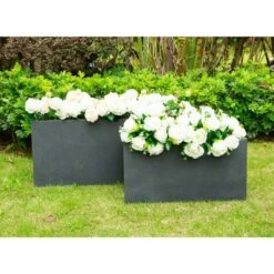 Deals ❤️ Rosemead Home & Garden, Inc. 31" Set of 2 Kante Lightweight Concrete Modern Long Low Granite Outdoor Rectangular Planter - Rosemead Home & Garden, Inc Charcoal Gray 😉 -Planters Sales Store unnamed file 3503