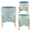 Best deal 😀 Ceramic Planter with Wood Stand - Sagebrook Home Blue 🧨 -Planters Sales Store unnamed file 3515