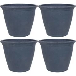 Cheap ✔️ Sunnydaze Decor Sunnydaze Anjelica Polyresin Indoor/Outdoor Unbreakable Double-Walled UV-Resistant Flower Pot Planter - 24" Diameter - 4-Pack - Slate 🤩 -Planters Sales Store unnamed file 3531