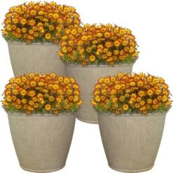 Best Pirce 🔥 Sunnydaze Decor Sunnydaze Indoor/Outdoor Patio, Garden, or Porch Weather-Resistant Double-Walled Anjelica Flower Pot Planter - 24" - Beige - 4pk 🎁 -Planters Sales Store unnamed file 3534