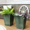Hot Sale 😀 Sunnydaze Decor Sunnydaze Modern Decorative Indoor/Outdoor Galvanized Steel Standing Planters for Flowers, Plants and Herbs - 13.75" Square - Moss - 2-Pack 👍 -Planters Sales Store unnamed file 3543