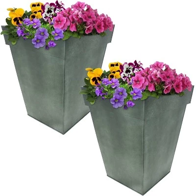 Hot Sale ๐ Sunnydaze Decor Sunnydaze Modern Decorative Indoor/Outdoor Galvanized Steel Standing Planters for Flowers, Plants and Herbs - 13.75" Square - Moss - 2-Pack ๐ 6 Hot Sale ๐ Sunnydaze Decor Sunnydaze Modern Decorative Indoor/Outdoor Galvanized Steel Standing Planters for Flowers, Plants and Herbs - 13.75" Square - Moss - 2-Pack ๐ - Image 4