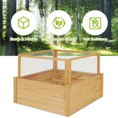 Outlet 💯 Costway Raised Garden Bed Wooden Garden Box with 9 Grids & Critter Guard Fence ❤️ 4 Outlet 💯 Costway Raised Garden Bed Wooden Garden Box with 9 Grids & Critter Guard Fence ❤️ - Image 2