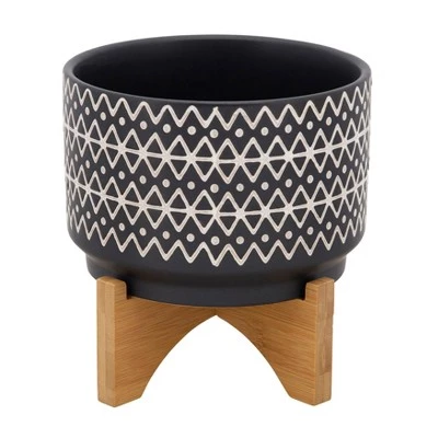 Budget ✔️ 7" Ceramic Abstract Planter on Stand - Sagebrook Home Black ❤️ 3 Budget ✔️ 7" Ceramic Abstract Planter on Stand - Sagebrook Home Black ❤️