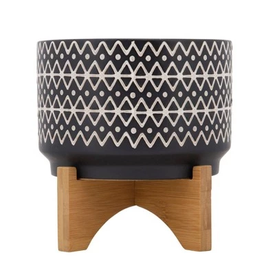 Budget ✔️ 7" Ceramic Abstract Planter on Stand - Sagebrook Home Black ❤️ 5 Budget ✔️ 7" Ceramic Abstract Planter on Stand - Sagebrook Home Black ❤️ - Image 3