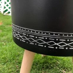 Coupon ⭐ 19.5" Classic Cylindrical Lightweight Concrete Outdoor Planter with 3 Wooden Legs - Rosemead Home & Garden, Inc. Gray 🥰