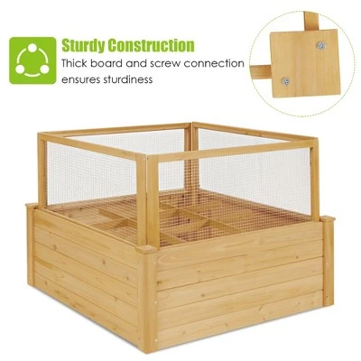 Outlet 💯 Costway Raised Garden Bed Wooden Garden Box with 9 Grids & Critter Guard Fence ❤️ 8 Outlet 💯 Costway Raised Garden Bed Wooden Garden Box with 9 Grids & Critter Guard Fence ❤️ - Image 6
