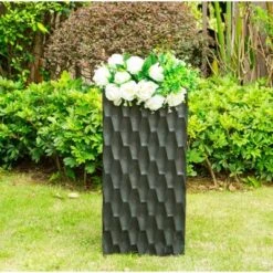 Hot Sale 🔔 Kante Lightweight Tall Outdoor Rectangular Concrete Planter Burnished Black - Rosemead Home & Garden, Inc. ✨