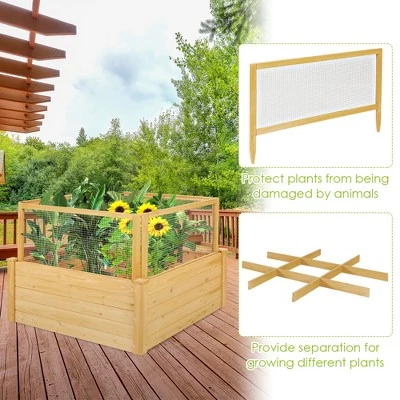 Outlet 💯 Costway Raised Garden Bed Wooden Garden Box with 9 Grids & Critter Guard Fence ❤️ 9 Outlet 💯 Costway Raised Garden Bed Wooden Garden Box with 9 Grids & Critter Guard Fence ❤️ - Image 7