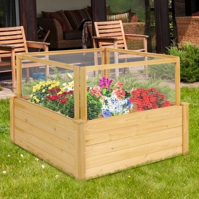 Outlet 💯 Costway Raised Garden Bed Wooden Garden Box with 9 Grids & Critter Guard Fence ❤️ 10 Outlet 💯 Costway Raised Garden Bed Wooden Garden Box with 9 Grids & Critter Guard Fence ❤️ - Image 8