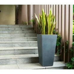 Best deal 👏 Rosemead Home & Garden, Inc. 24.4" Kante Lightweight Modern Tapered Concrete Rectangular Planter Charcoal Black - Rosemead Home & Garden, Inc. 🎉 -Planters Sales Store unnamed file 3616