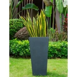 Best deal 👏 Rosemead Home & Garden, Inc. 24.4" Kante Lightweight Modern Tapered Concrete Rectangular Planter Charcoal Black - Rosemead Home & Garden, Inc. 🎉 -Planters Sales Store unnamed file 3617