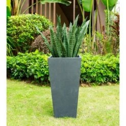Best deal 👏 Rosemead Home & Garden, Inc. 24.4" Kante Lightweight Modern Tapered Concrete Rectangular Planter Charcoal Black - Rosemead Home & Garden, Inc. 🎉 -Planters Sales Store unnamed file 3621