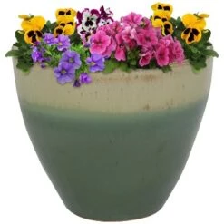 Promo ✔️ Sunnydaze Decor Sunnydaze Resort Outdoor/Indoor High-Fired Glazed UV- and Frost-Resistant Ceramic Flower Pot Planter with Drainage Holes - 13" Diameter - Seafoam 😀 -Planters Sales Store unnamed file 3631