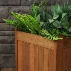 Best deal 💯 Sunnydaze Decor Sunnydaze Outside Meranti Wood Outdoor Planter Box with Teak Oil Finish for Garden, Porch and Patio - 16" Square - 2-Pack 🤩 -Planters Sales Store unnamed file 3652