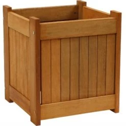 Best deal 💯 Sunnydaze Decor Sunnydaze Outside Meranti Wood Outdoor Planter Box with Teak Oil Finish for Garden, Porch and Patio - 16" Square - 2-Pack 🤩 -Planters Sales Store unnamed file 3654