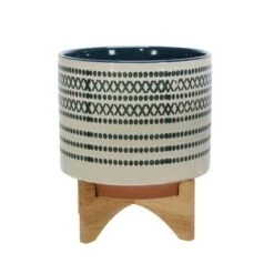 Deals 👍 Ceramic Planter on Stand with Dots - Sagebrook Home Orange 😉