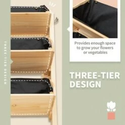 New 🥰 Outsunny 47'' 3-Tiers Wooden Raised Garden Bed Plant Stand with Side Hooks Storage Clapboard for Tools Great for Flowers Herbs Vegetables Natural 💯 -Planters Sales Store unnamed file 367