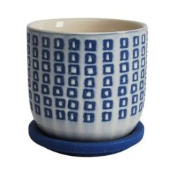 Budget 🛒 5" Tiny Squares Planter with Saucer - Sagebrook Home Blue 💯 -Planters Sales Store unnamed file 3672