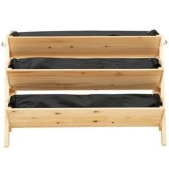 New 🥰 Outsunny 47'' 3-Tiers Wooden Raised Garden Bed Plant Stand with Side Hooks Storage Clapboard for Tools Great for Flowers Herbs Vegetables Natural 💯 -Planters Sales Store unnamed file 368