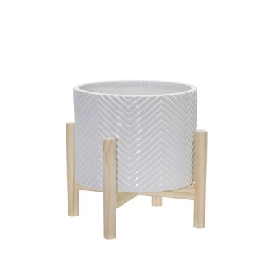 Cheapest ๐ฏ Ceramic Chevron Planter with Wood Stand White - Sagebrook Home โ๏ธ 6 Cheapest ๐ฏ Ceramic Chevron Planter with Wood Stand White - Sagebrook Home โ๏ธ - Image 4