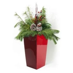 Best deal 😀 Algreen Modena 22-Inch Tall Inside/Outside Self-Watering Square Decorative Planter Pot with Wheels, Glossy Red 👏 -Planters Sales Store unnamed file 3711