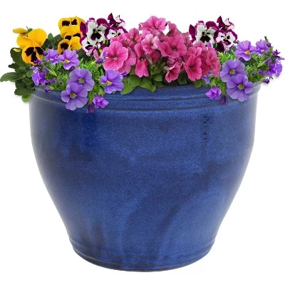 Brand new 👏 Sunnydaze Decor Sunnydaze Studio Outdoor/Indoor UV- and Frost-Resistant Ceramic Flower Pot Planter with Drainage Holes - 18" Diameter - Imperial Blue 😉 7 Brand new 👏 Sunnydaze Decor Sunnydaze Studio Outdoor/Indoor UV- and Frost-Resistant Ceramic Flower Pot Planter with Drainage Holes - 18" Diameter - Imperial Blue 😉 - Image 5
