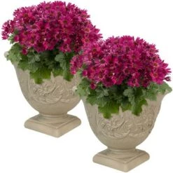 Budget 👍 Sunnydaze Decor Sunnydaze Indoor/Outdoor Patio, Garden, or Porch Weather-Resistant Double-Walled Darcy Flower Pot Planter - 16" - Beige - 2pk ❤️ -Planters Sales Store unnamed file 3760