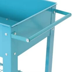 Hot Sale 🎉 Sunnydaze Decor Sunnydaze Outdoor Galvanized Steel Raised Mobile Elevated Planter Cart with Handlebar and Wheels - 43" - Blue ✔️ -Planters Sales Store unnamed file 378