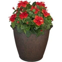 Wholesale 🤩 Sunnydaze Decor Sunnydaze Indoor/Outdoor Patio, Garden, or Porch Weather-Resistant Double-Walled Anjelica Flower Pot Planter - 24" - Rust Finish 😉 -Planters Sales Store unnamed file 3797