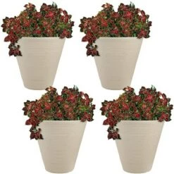 Cheap 🎁 Sunnydaze Decor Sunnydaze Indoor/Outdoor Patio, Garden, or Porch Weather-Resistant Double-Walled Walter Flower Pot Planter - 16" - Antique White - 4pk 👏 -Planters Sales Store unnamed file 3805