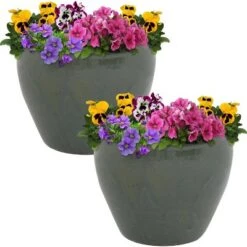 Top 10 🛒 Sunnydaze Decor Sunnydaze Chalet High-Fired Glazed UV- and Frost-Resistant Outdoor/Indoor Ceramic Flower Pots with Drainage Holes - 12" Diameter - Gray - 2-Pack 🎉 -Planters Sales Store unnamed file 3810