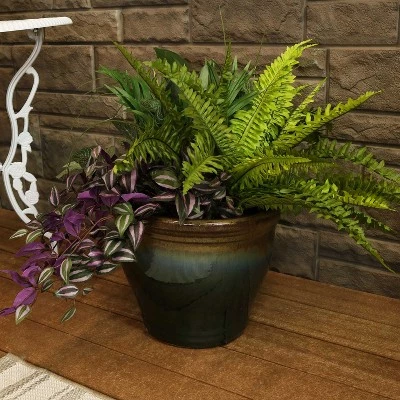 Flash Sale 🛒 Sunnydaze Decor Sunnydaze Studio Outdoor/Indoor High-Fired Glazed UV- and Frost-Resistant Ceramic Planter with Drainage Holes - 15" Diameter - Forest Lake Green 😀 3 Flash Sale 🛒 Sunnydaze Decor Sunnydaze Studio Outdoor/Indoor High-Fired Glazed UV- and Frost-Resistant Ceramic Planter with Drainage Holes - 15" Diameter - Forest Lake Green 😀