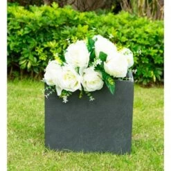 Promo 🤩 Kante Lightweight Modern Outdoor Concrete Square Planter Charcoal Black - Rosemead Home & Garden, Inc. 😍 -Planters Sales Store unnamed file 3856