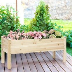 Deals 👏 Costway Raised Garden Bed Elevated Planter Box Wood for Vegetable Flower Herb 🌟
