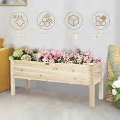 Deals 👏 Costway Raised Garden Bed Elevated Planter Box Wood for Vegetable Flower Herb 🌟 -Planters Sales Store unnamed file 390