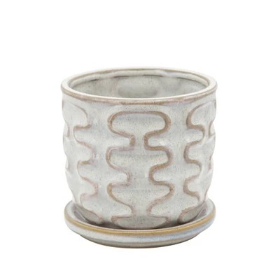 Outlet ๐ Wiggly Planter with Saucer Beige - Sagebrook Home โจ 4 Outlet ๐ Wiggly Planter with Saucer Beige - Sagebrook Home โจ - Image 2