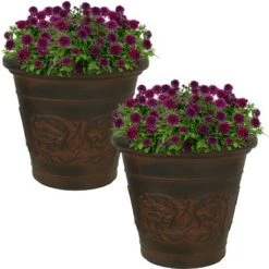 Coupon ⌛ Sunnydaze Decor Sunnydaze Indoor/Outdoor Patio, Garden, or Porch Weather-Resistant Double-Walled Arabella Flower Pot Planter - 16" - Rust Finish - 2pk 🤩 -Planters Sales Store unnamed file 3987