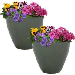 Top 10 👏 Sunnydaze Decor Sunnydaze Resort Outdoor/Indoor High-Fired Glazed UV- and Frost-Resistant Ceramic Flower Planters with Drainage Holes - 10" Diameter - Gray - 2-Pack 🧨 -Planters Sales Store unnamed file 3995