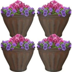 Top 10 😍 Sunnydaze Decor Sunnydaze Indoor/Outdoor Patio, Garden, or Porch Weather-Resistant Double-Walled Charlotte Flower Pot Planter - 16" - Rust Finish - 4pk 🛒 -Planters Sales Store unnamed file 4002