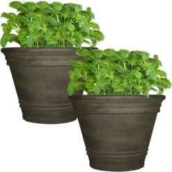 Hot Sale 🤩 Sunnydaze Decor Sunnydaze Indoor/Outdoor Patio, Garden, or Porch Weather-Resistant Double-Walled Franklin Flower Pot Planter - 20" - Sable Finish - 2pk 👍 -Planters Sales Store unnamed file 4015