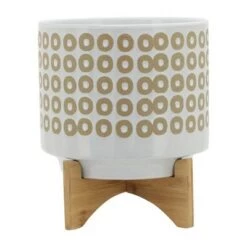 Promo 🛒 Sagebrook Home Circles Ceramic Planter with Stand White 🌟 -Planters Sales Store unnamed file 4026